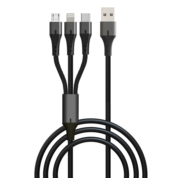 Кабель USB <--> microUSB/Lightning/Type-C  1.2м GoPower GP21-3-1.2M черный