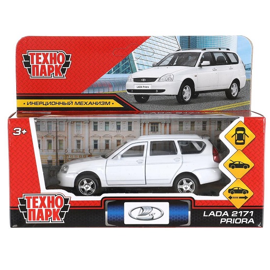 Машина металл "lada priora" длина 12 см инерц, белый Технопарк 313463
