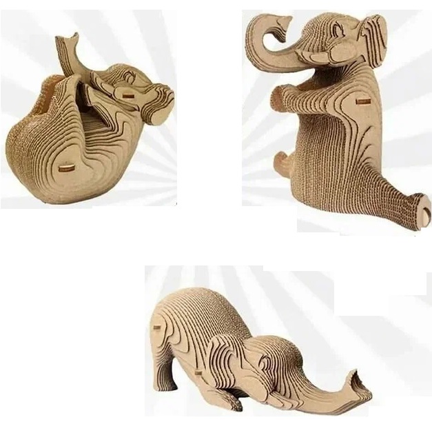 Картонный 3D конструктор QBRIX Три слоника 2