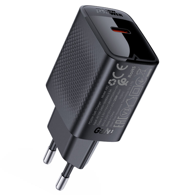 Сетевое ЗУ 1Type-C ACEFAST A82, черный, 20Вт (6974316283232)