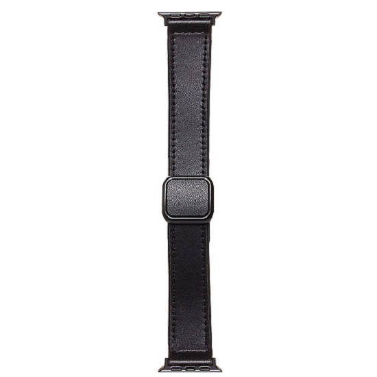 Кожаный ремешок ApW38  Square buckle для Apple Watch 42/44/45/49 mm экокожа (black)