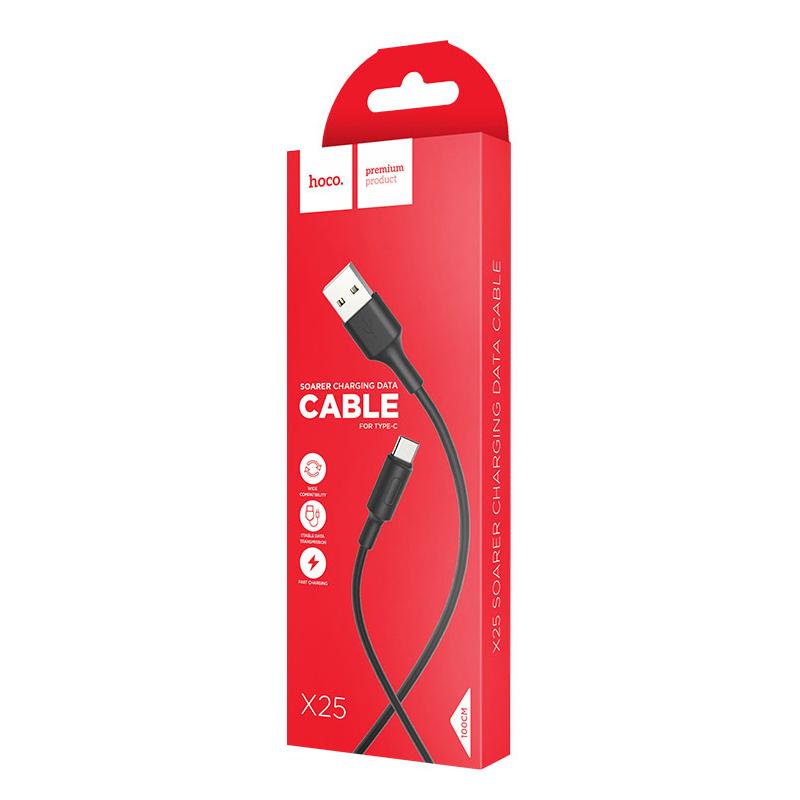 Кабель USB <--> Type-C  1.0м HOCO X25 Soarer чёрный
