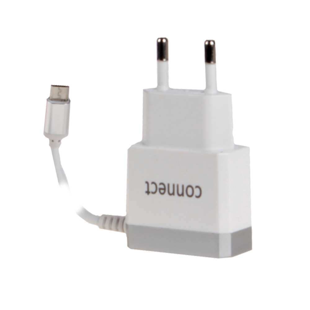 Сетевое ЗУ 1A CONNECT Technology microUSB белый, серебряный