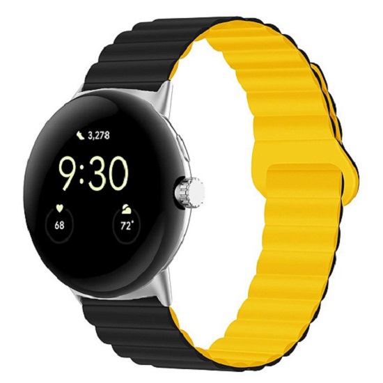 Силиконовый ремешок WB32 Универсальный 20мм на магните (black/yellow)