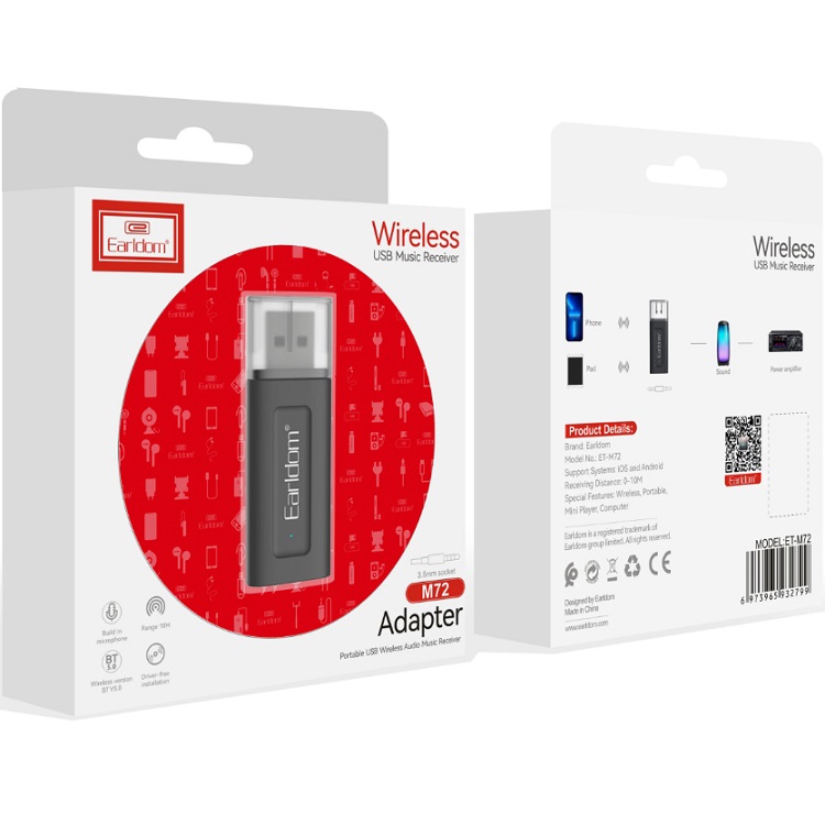 Адаптер Bluetooth EARLDOM ET-M72, чёрный 2