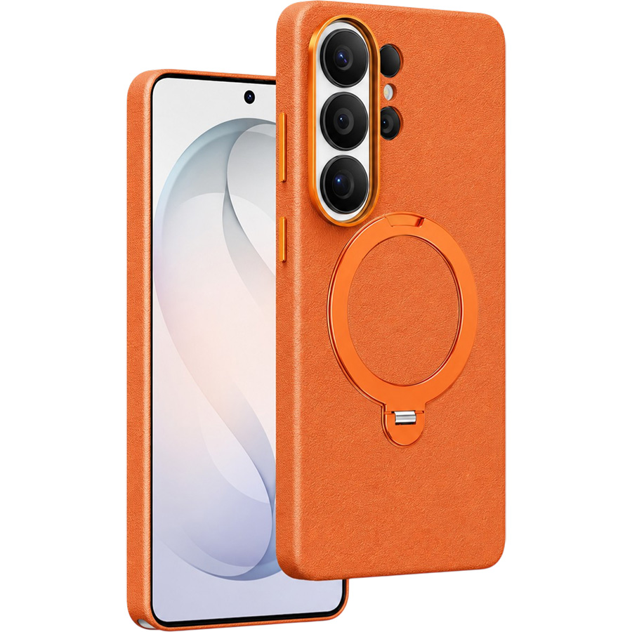Задняя накладка KEEPHONE MEHOLD MAGSAFE LEATHER CASE WITH RING для Samsung Galaxy S26 ULTRA, ORANGE