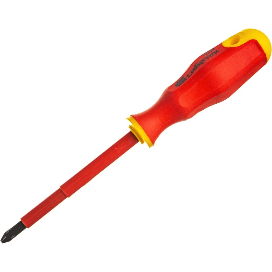 Отвертка диэлектрическая СИБТЕХ 12929, PH2*100mm, CrV, до 1000В, двухкомпонентная рукоятка