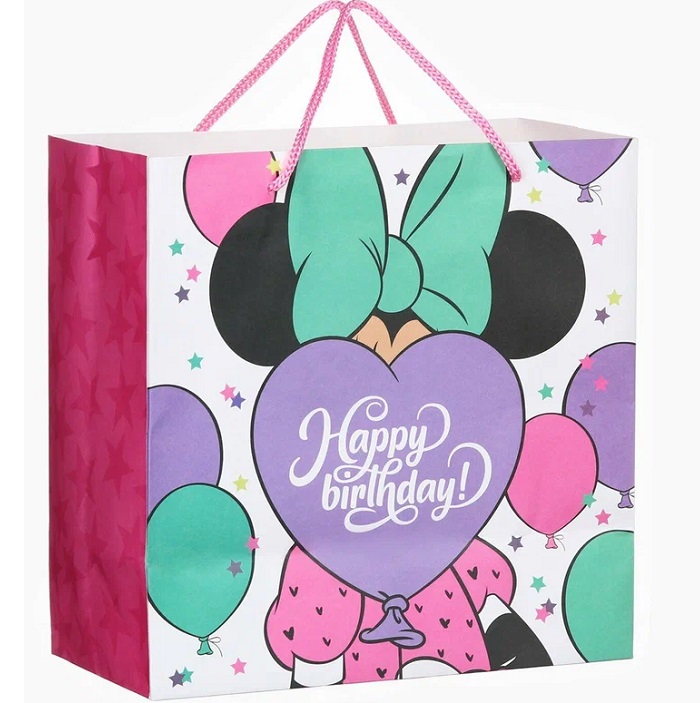 Пакет Happy Birthday, 22×22×11 см, Минни Маус 2