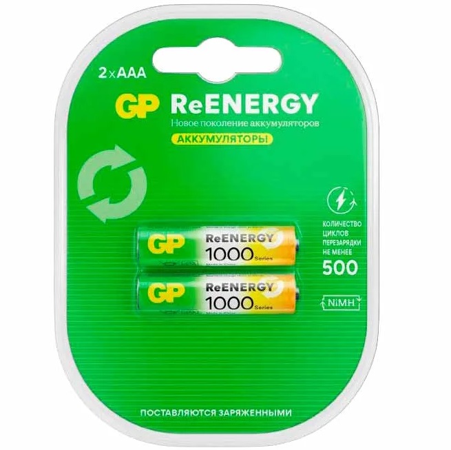 Аккумулятор GP R03 (1000mAh) ReEnergy BL-2 (100AAAHCRGY-2CRCB2)