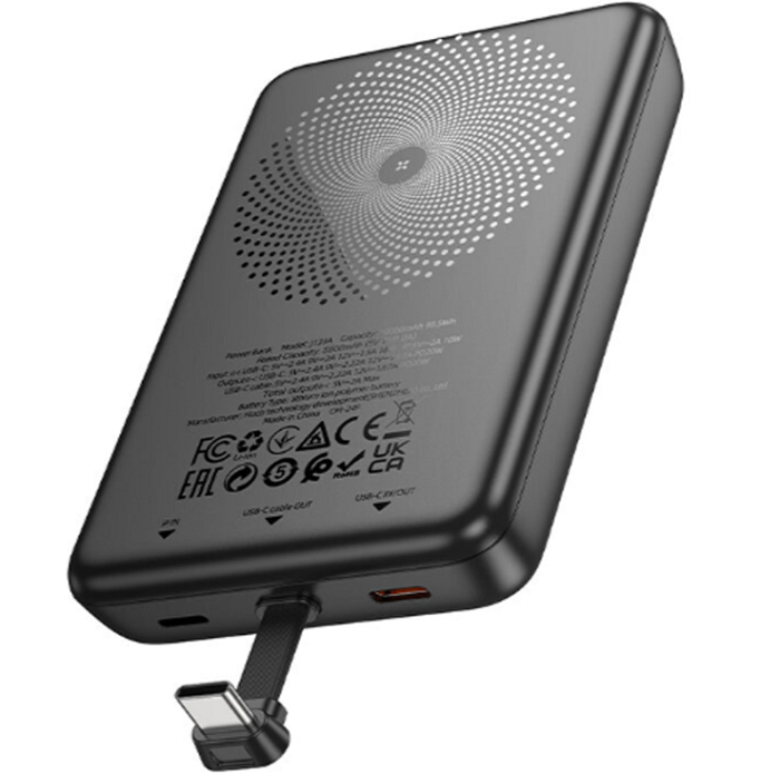 Внешний АКБ HOCO J133A (10000mAh) черный кабель Lightning 2