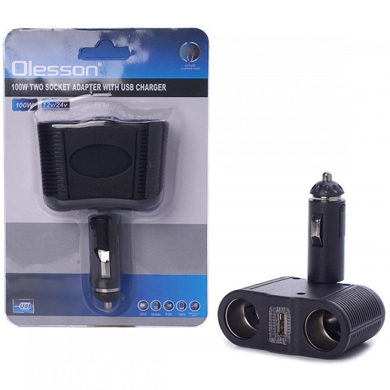 Разветвитель прикуривателя OLESSON 1645 (2 выхода+1USB) 3