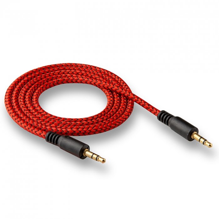Кабель Jack 3.5 <--> Jack 3.5  1.0м WALKER WCA-205 в полиуретановой обмотке, красный