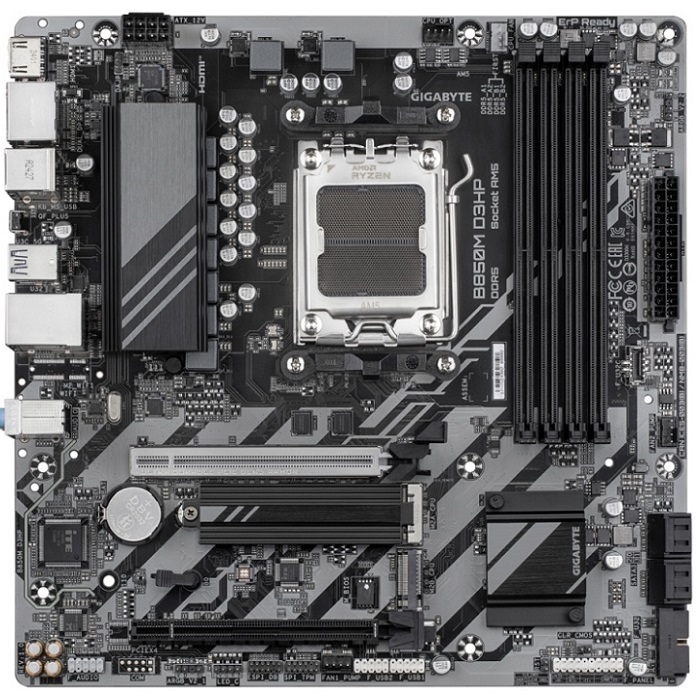 Материнская плата Gigabyte B850M D3HP, AM5, AMD B850 (4xDDR5, 4xSATA, 2xM.2, 1xPCIe 5.0 x16, 1xPCIe 3.0 x4)