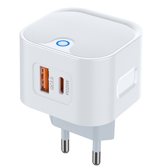 Сетевое ЗУ 1USB/1Type-C PERO TC21, белый, 25W