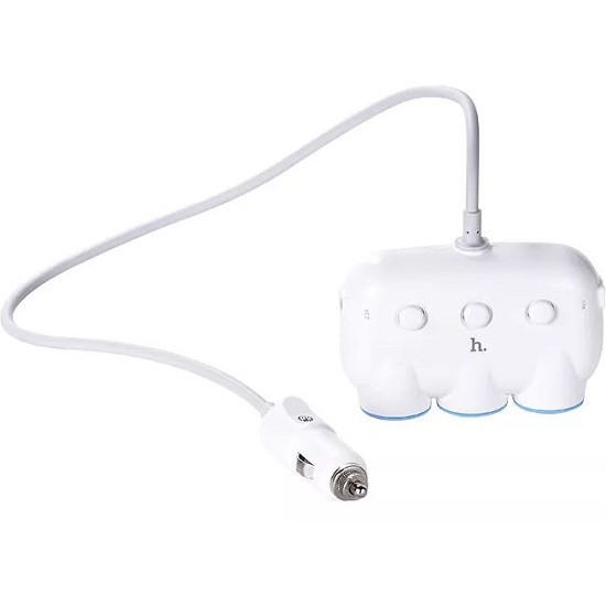 Разветвитель прикуривателя HOCO C1 белый (2 USB + 3 выхода) 2