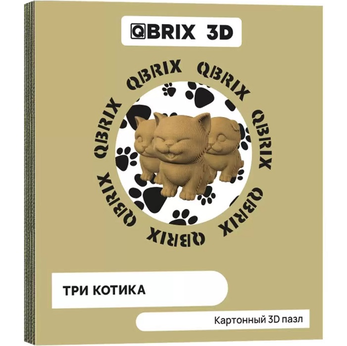 Картонный 3D конструктор QBRIX Три котика