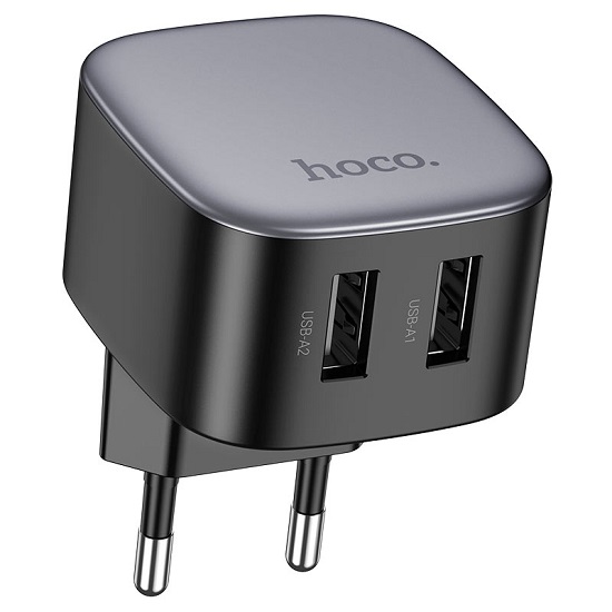Сетевое ЗУ 2USB HOCO CS31A, Wing, черный, 10,5Вт, кабель USB - microUSB
