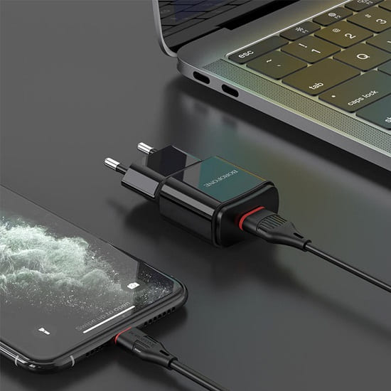 Сетевое ЗУ 1USB BOROFONE BA48A, Orion, чёрный 4