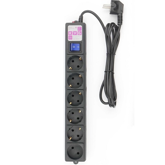 Сетевой удлинитель 1.9м POWER CUBE SPG6-B1,9M,черный, 6 розеток, 16А,