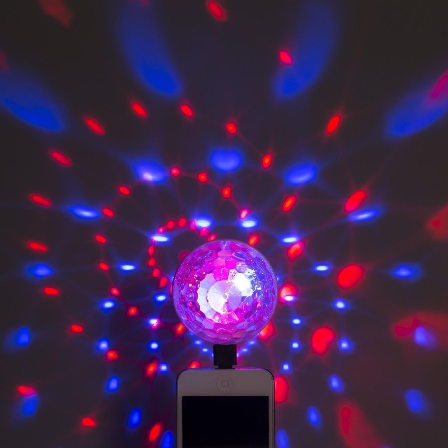 Световой прибор «Двойной диско-шар» 7 см, 4 коннектора, свечение RGB, 5 В 5254650