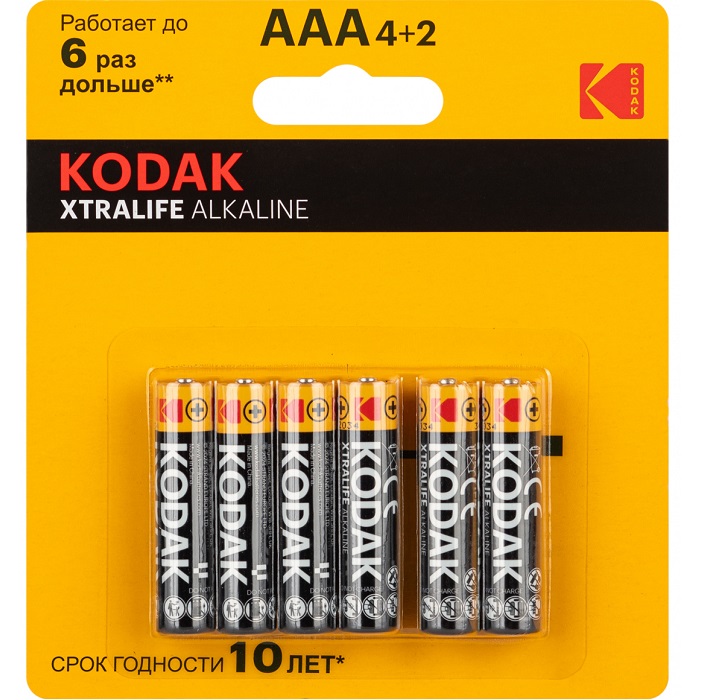 Элемент питания KODAK LR03 XTRALIFE 4+2BL (72/288)