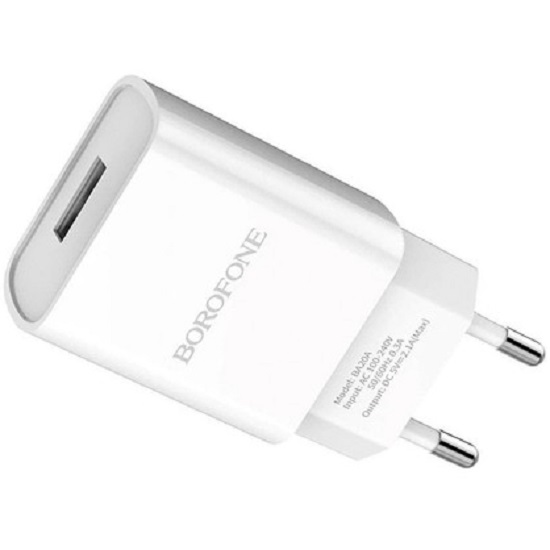 Сетевое ЗУ 1USB 2.1A BOROFONE BA20A, Sharp белый 4