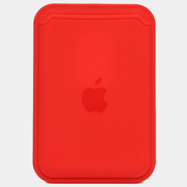 Кошелек для карт iPhone Silicone Wallet MagSafe с лого (№6 Красный)