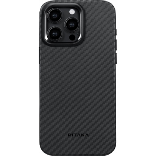 Задняя накладка PITAKA MagEZ Pro 4 для iPhone 15 Pro черно-серый, кевлар (арамид) (KI1501PP)
