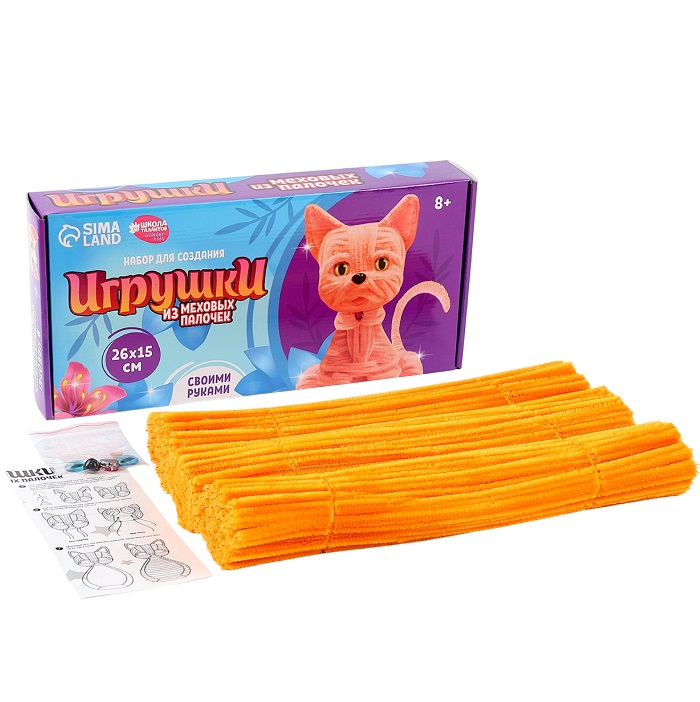 Игрушка из меховых палочек своими руками «Рыжий котик» 10679391 2