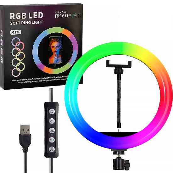 Светодиодное кольцо-подсветка 36см RGB  MJ36(Уценка) 2