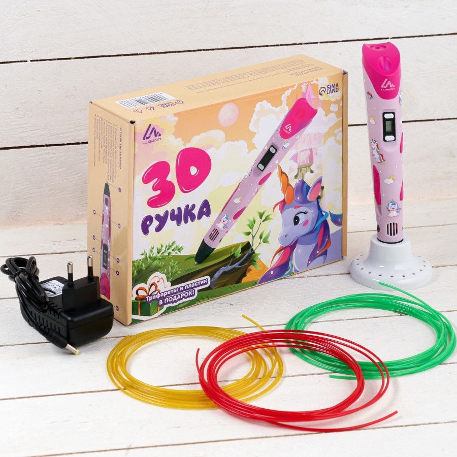 Ручка 3D Luazon Unicorn, дисплей, работа с пластиком ABS и PLA, пластик в комплекте  9729776