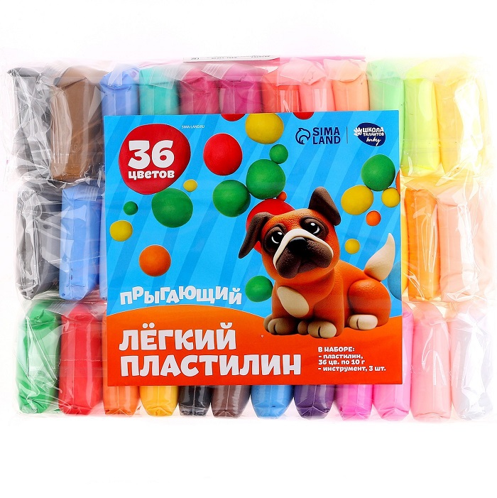 Пластилин лёгкий, прыгающий, набор 36 цветов, вес 1 цвета: 10 г, 3 инструмента 9670752