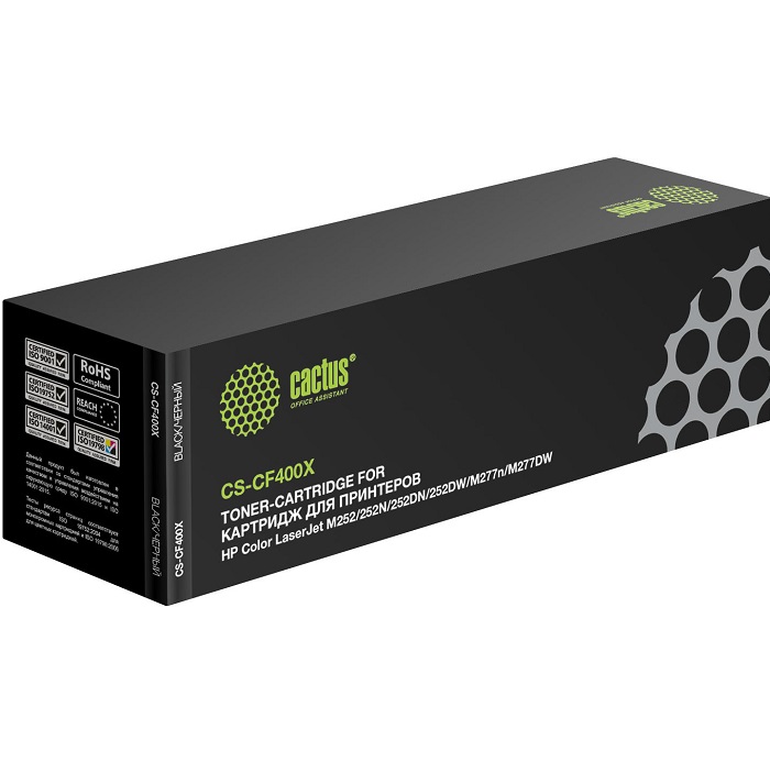 Тонер Картридж Cactus CS-CF400X черный для HP CLJ M252/252N/252DN/252DW/M277n/M277DW (2800стр.)