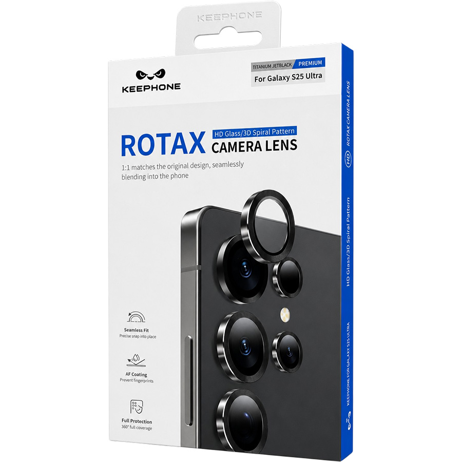 Противоударное стекло для камеры KEEPHONE ROTAX CAMERA LENS для Samsung Galaxy S25 ULTRA JETBLACK