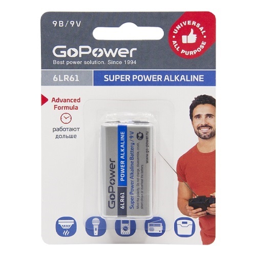 Элемент питания GoPower 6LR61 BL-1 (1/10/240)