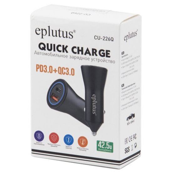 Авто ЗУ 1USB/1Type-C EPLUTUS CU-226Q 2