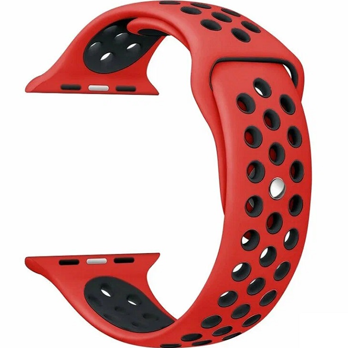 Силиконовый ремешок для Apple Watch Nike 42/44/45/49mm Темно красный с черным