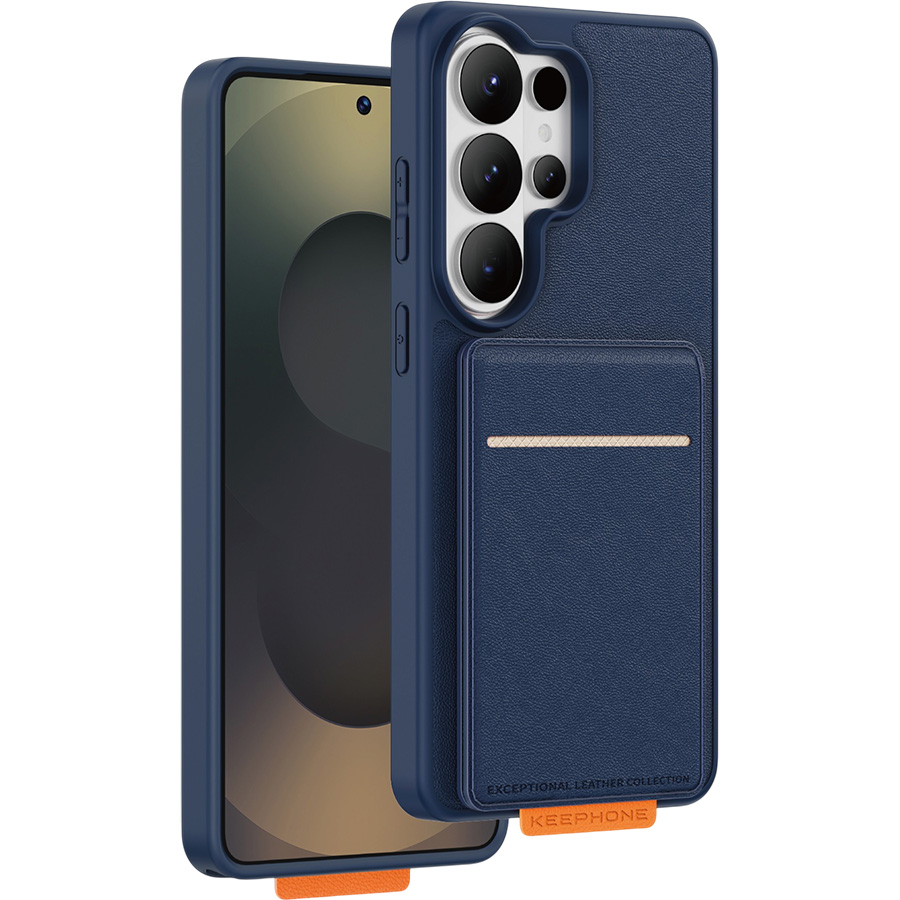 Задняя накладка KEEPHONE SUEDEA CARD CASE WITH STAND SAM для Samsung Galaxy S26 ULTRA, DARK BLUE