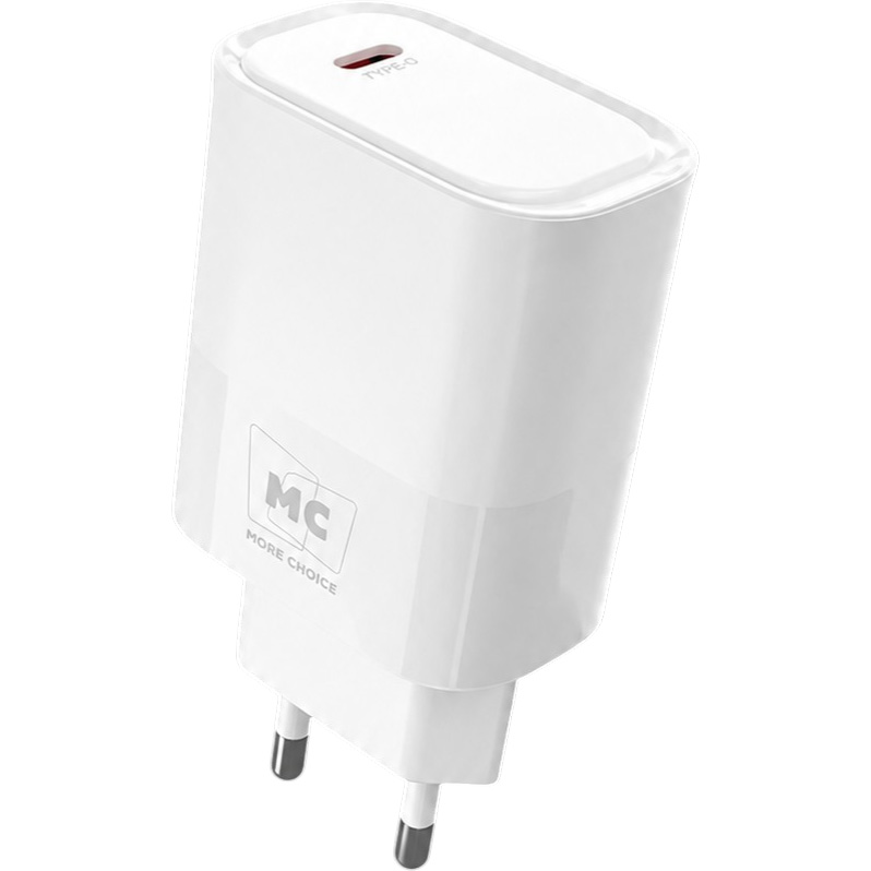 Сетевое ЗУ 1Type-C 3A MORE CHOICE NC67a/НС67а, White, Type-C, QC3.0+PD20Вт, PD60Вт