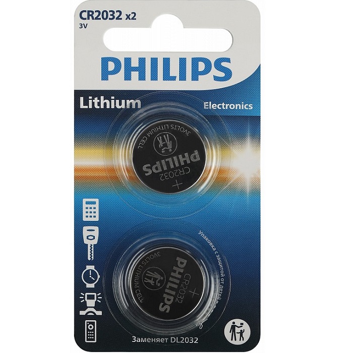 Элемент питания PHILIPS CR2032 BL-2 (2/40/400/56000)
