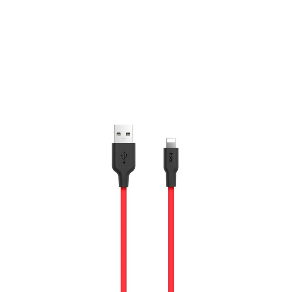 Кабель USB <--> Lightning  1.0м HOCO X21 красный, чёрная вставка