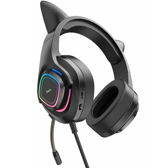 Наушники HOCO W107 Cute cat luminous, чёрно-розовый 4