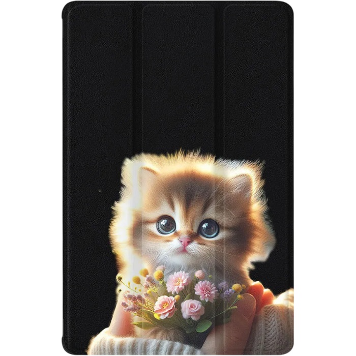 Чехол футляр-книга ZIBELINO для iPad Air 13" 2025 (M3)/Apple iPad Pro 2024 (M4)/iPad Air 2024 (M2) 13.0'' (черный) 8018 КОТИК ЦВЕТОЧКИ