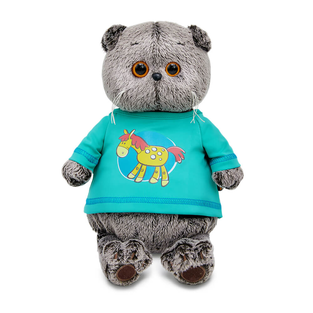 Мягкая игрушка Кот Басик в лонгсливе с лошадкой , 25 см (Ks25-295)