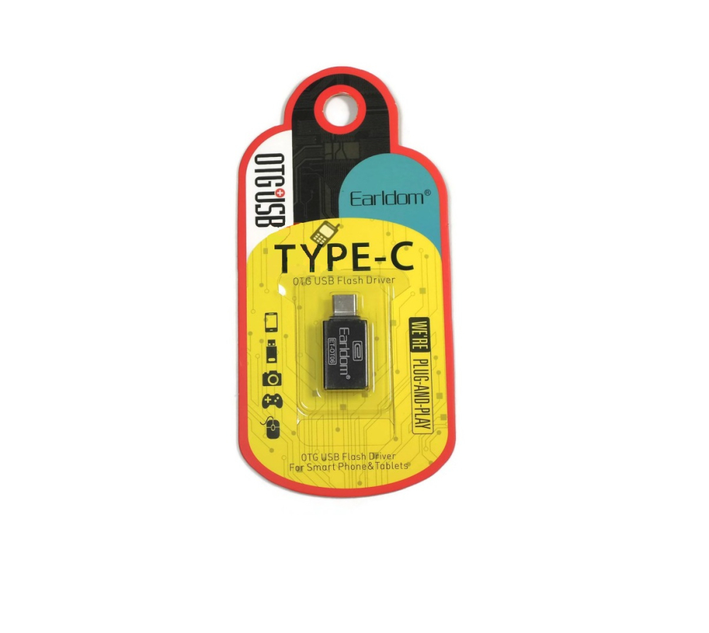Переходник OTG Type-C Earldom ET-OT06, плоский, чёрный