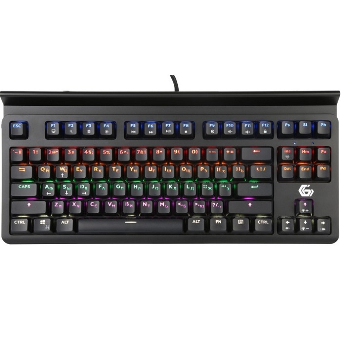 Клавиатура GEMBIRD KB-G520L, черная, 87кл, Rainbow, синие свитчи