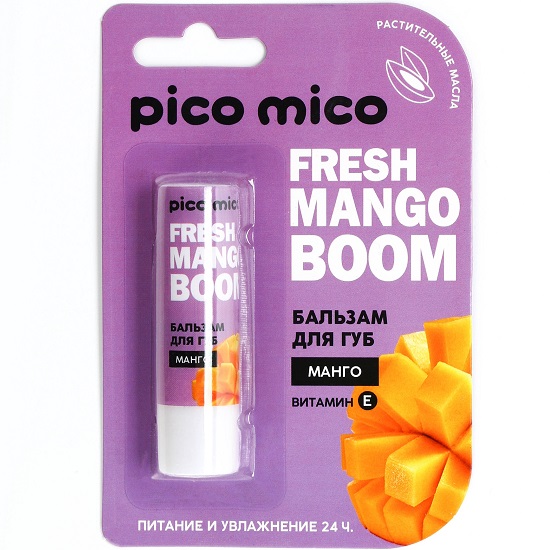 Бальзам для губ PICO MICO питание и увлажнение, с ароматом манго 3.5 г