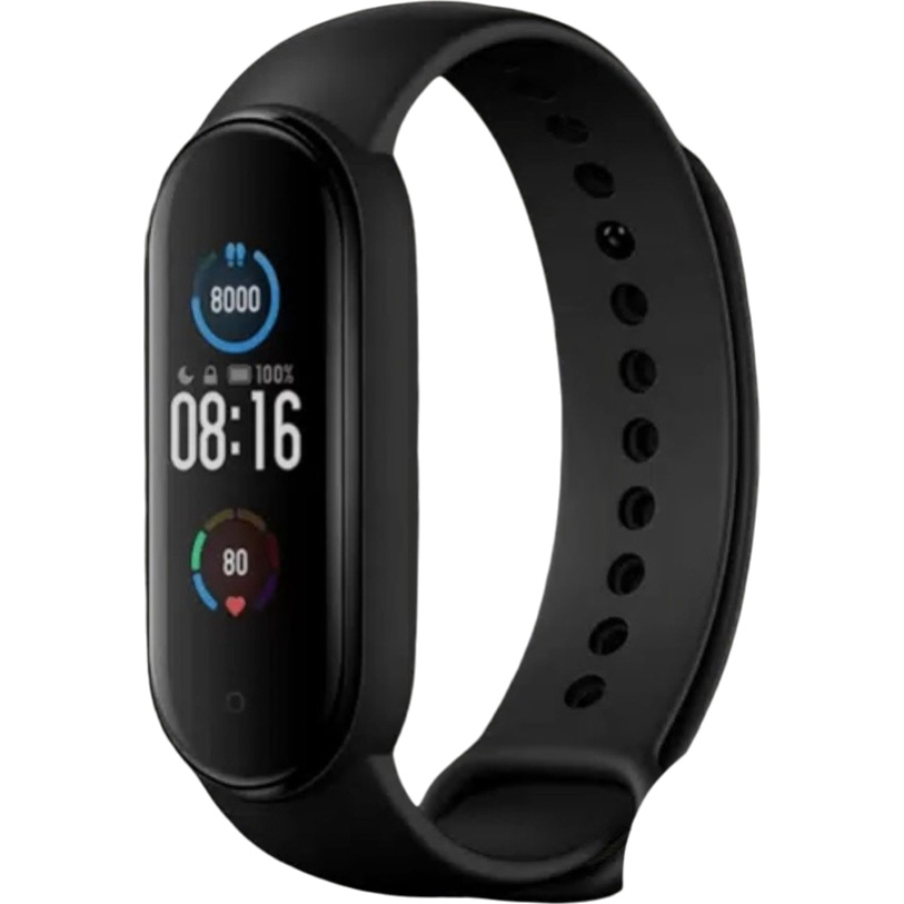 Ремешок Luazon для фитнес-браслета Mi Band 5/6/7, с перфорацией, чёрно-зелёный   10716011
