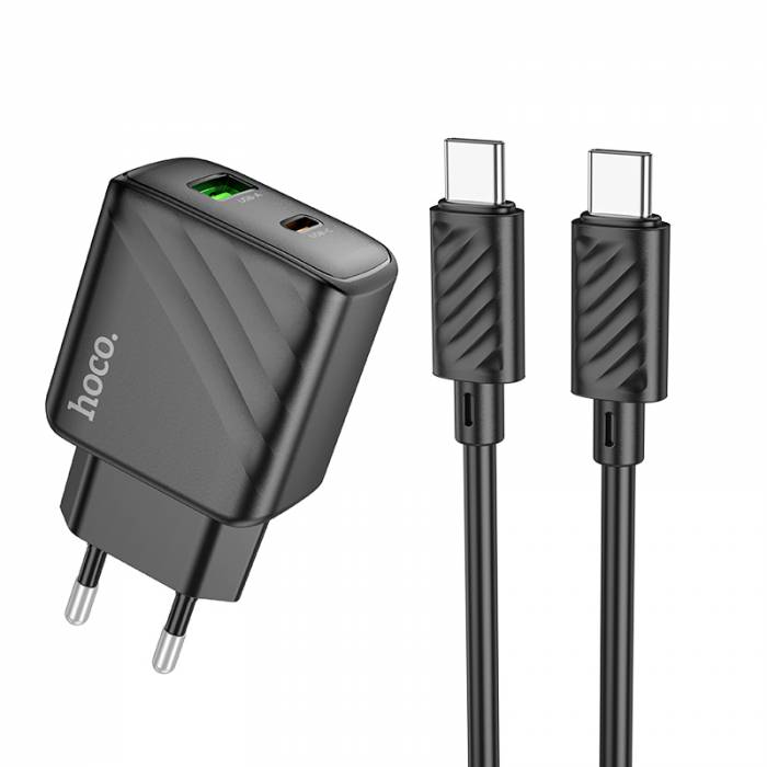 Сетевое ЗУ 1USB/1Type-C 3A HOCO CS23A Sunligh, черный PD 30W, Type-C-Type-C