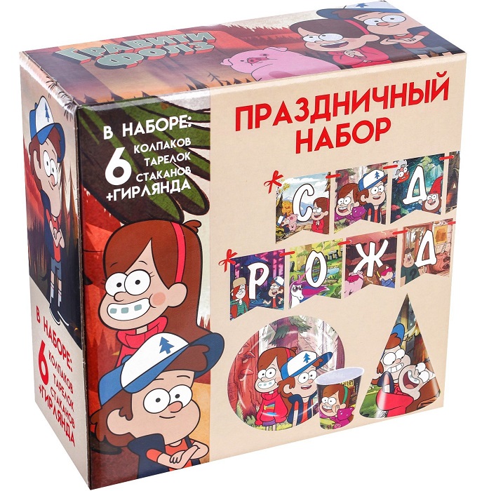 Набор бумажной посуды, на 6 персон "С Днем Рождения", Гравити Фолз 9364774